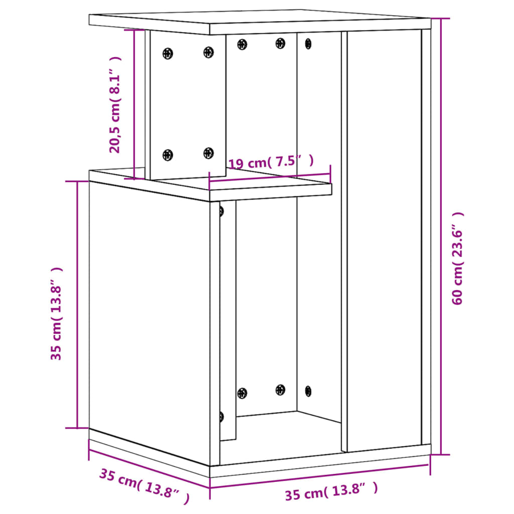 Sidebord betonggrå 35x35x60 cm konstruert tre