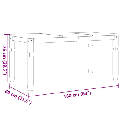 Spisebord Kjøkkenbord Corona 160x80x75 cm heltre furu