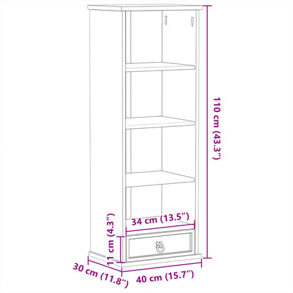 Vegghylle CD-hylle Corona 40x30x110 cm heltre furu