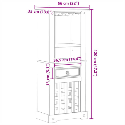 Vinstativ Corona 56x35x120 cm heltre furu