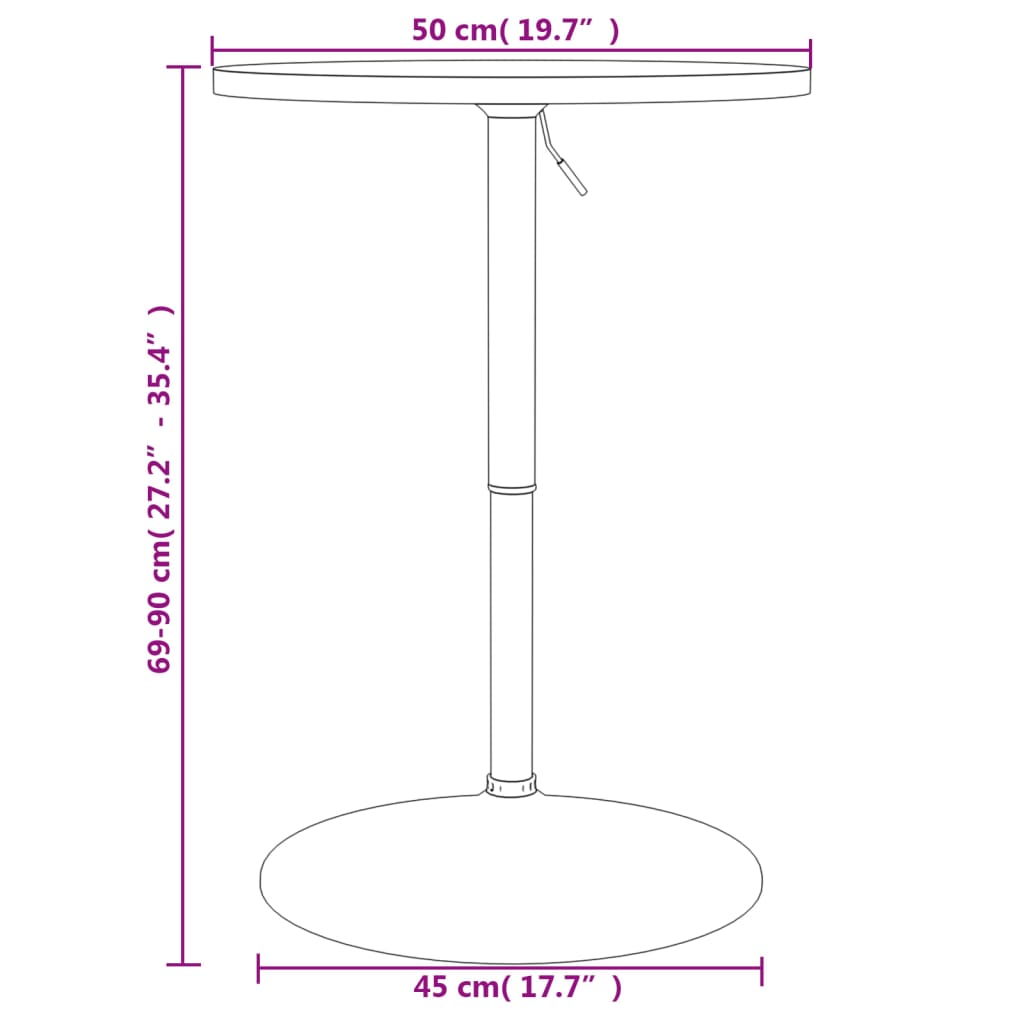 Barbord kafebord Bistrobord hvit 50x50x90 cm konstruert tre og forkrommet stål