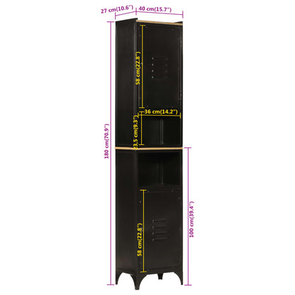 Baderomsskap 40x27x180 cm jern og heltre mango