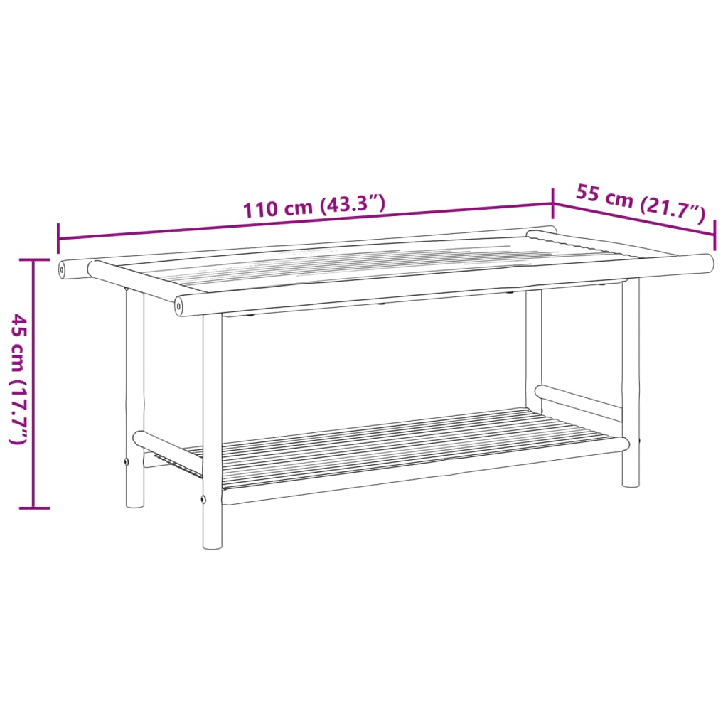 Salongbord Sofabord 110x55x45 cm bambus