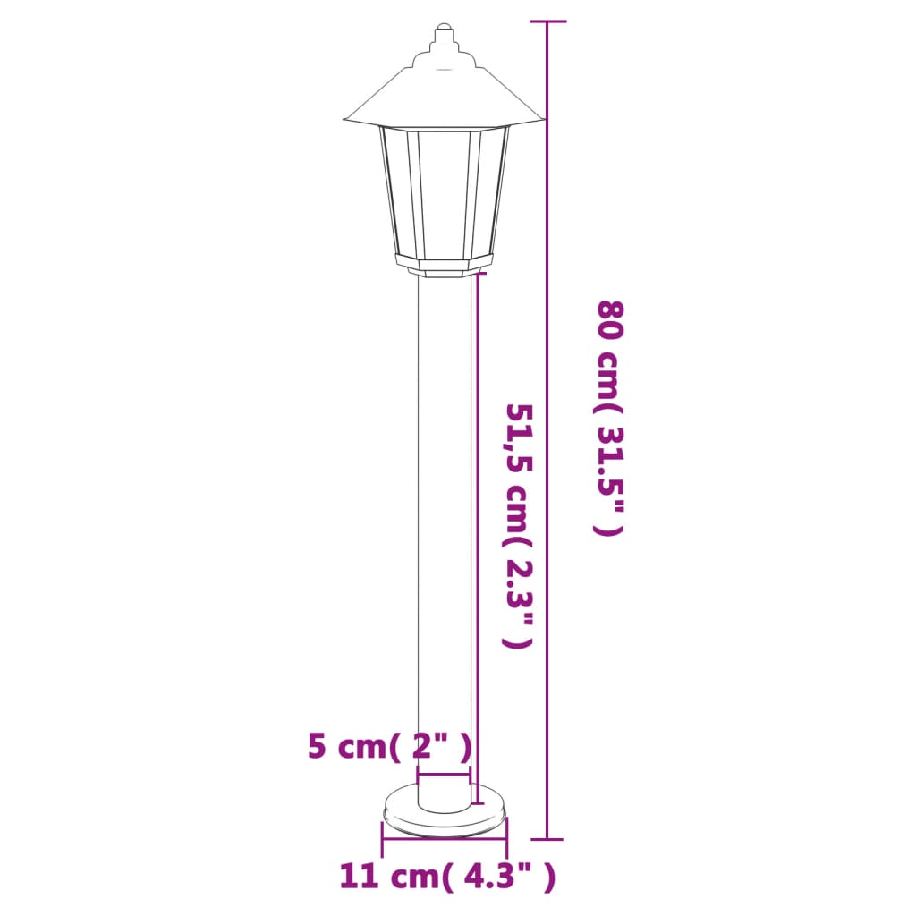 Hagebelysning Utendørs gulvlampe sølv 80 cm rustfritt stål