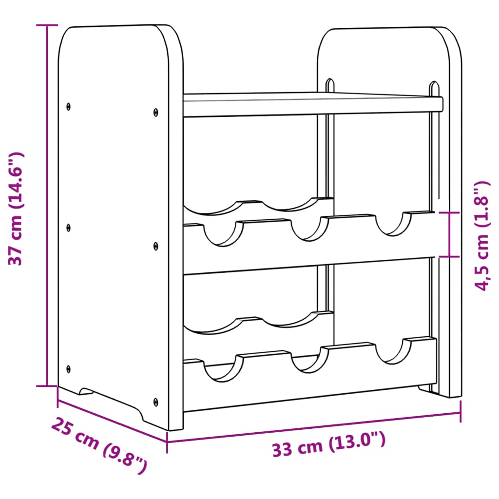 Vinstativ med toppbrett 33x25x37 cm heltre furu