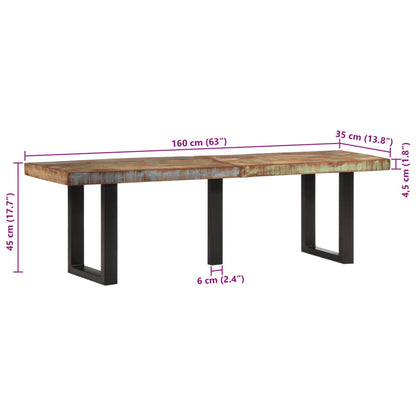 Sittebenk 160 cm gjenvunnet heltre og stål