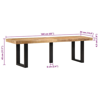 Sittebenk 160 cm grovt heltre mangotre og stål