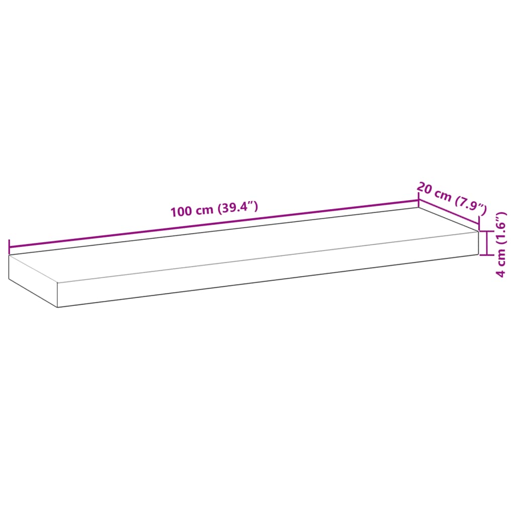 Hylleplate 100x20x4 cm oljebehandlet heltre akasie