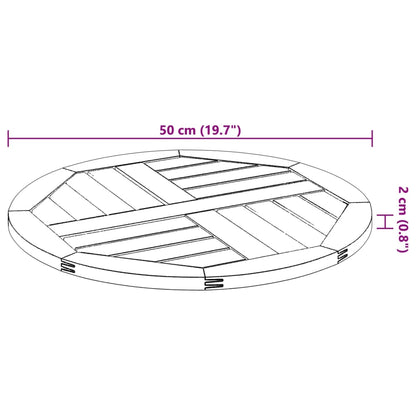 Bordplate Ø50x2 cm rund heltre akasie