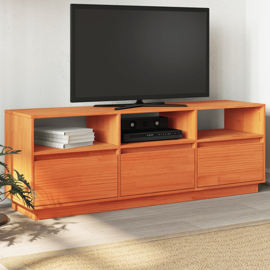 TV-benk voksbrun 140x37x50 cm heltre furu