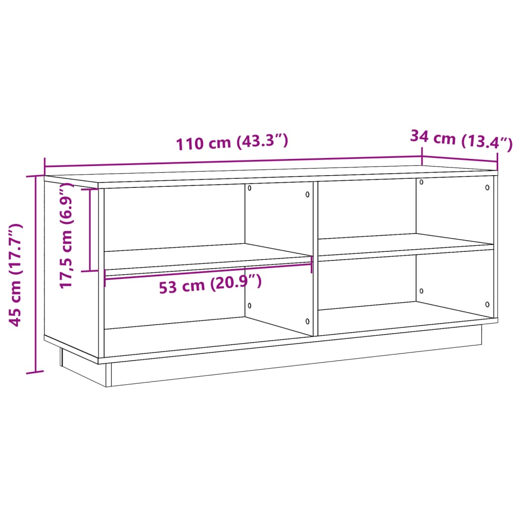 TV-Møbel Tre Brun Tv-benk voksbrun 110x34x45 cm heltre furu
