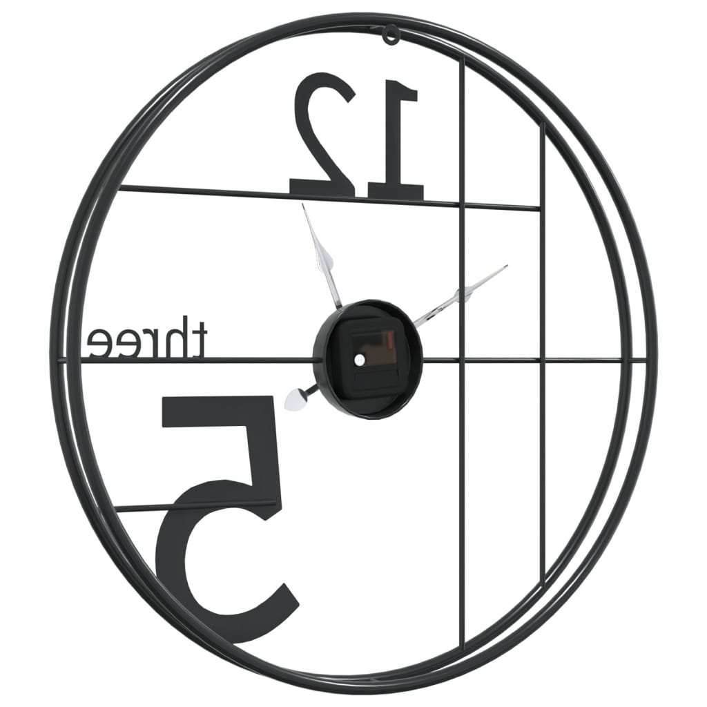 Veggklokke svart Ø50 cm jern