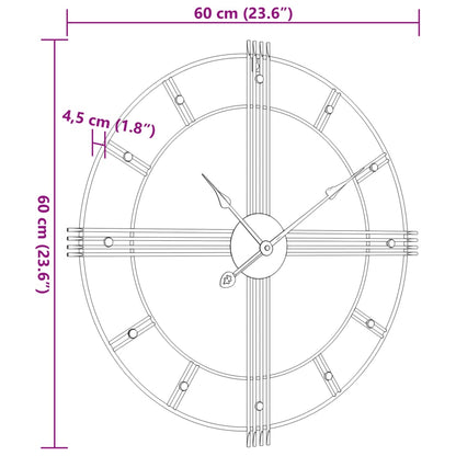 Veggklokke svart Ø60 cm jern