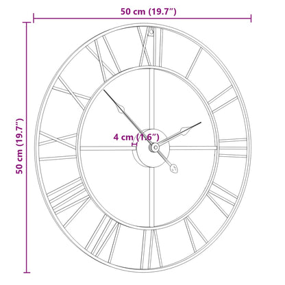 Veggklokke svart Ø50 cm jern