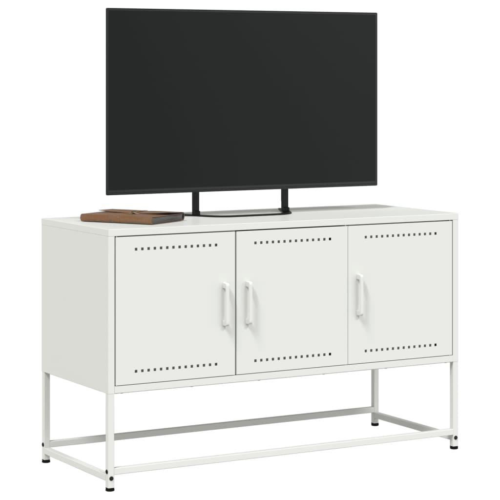 TV-benk hvit 100,5x39x60,5 cm stål