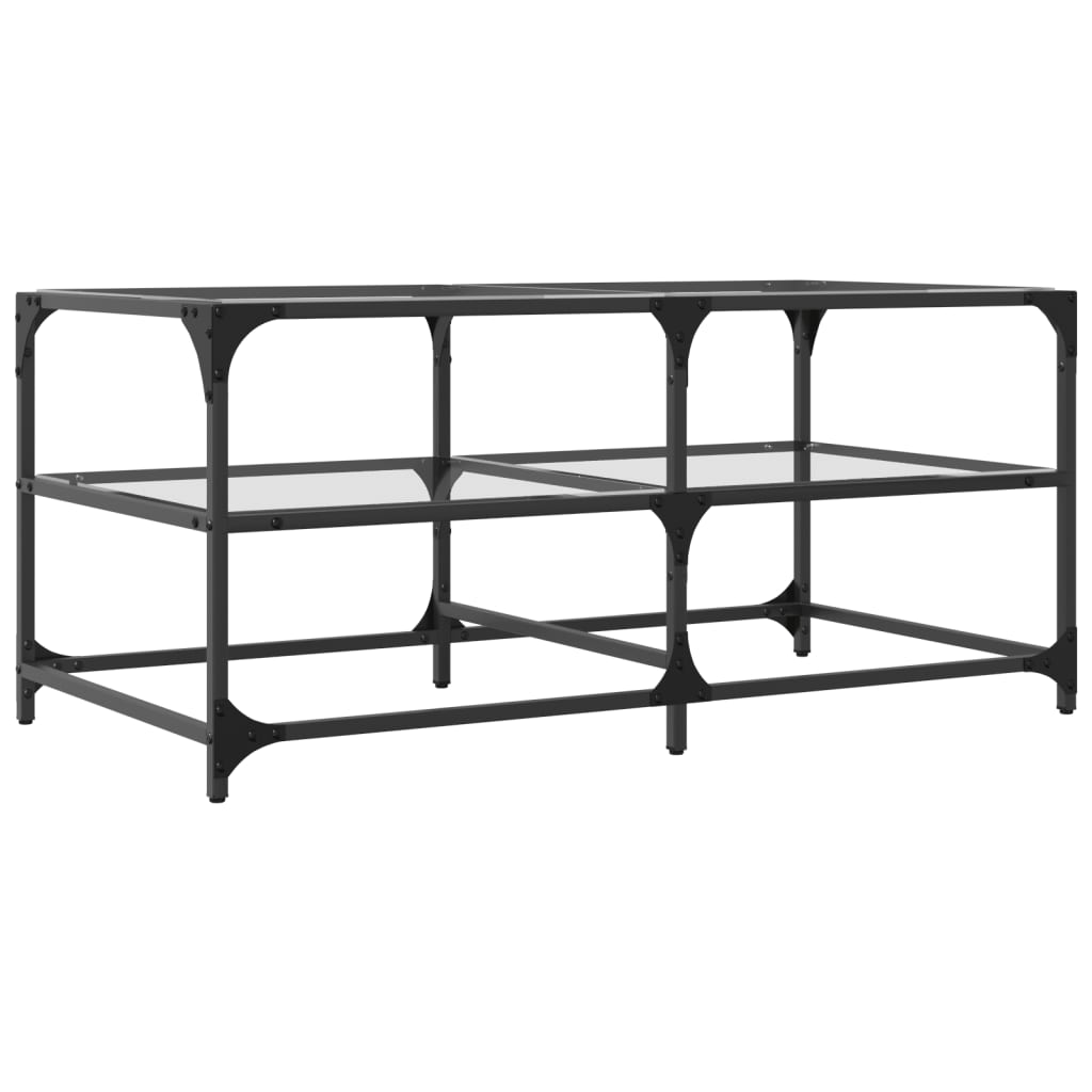 Salongbord Sofabord DIV. med gjennomsiktig glassplate 98,5x50x45 cm stål