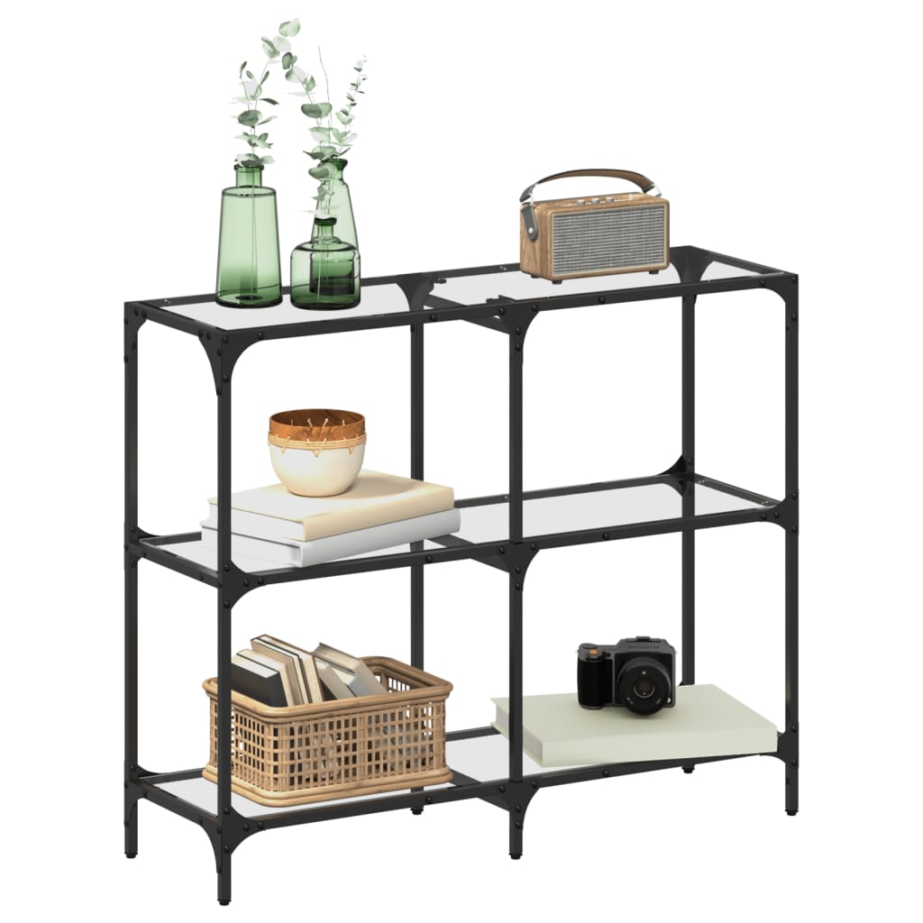 Avlastningsbord Konsollbord DIV. med gjennomsiktig glassplate 98x30x81 cm stål