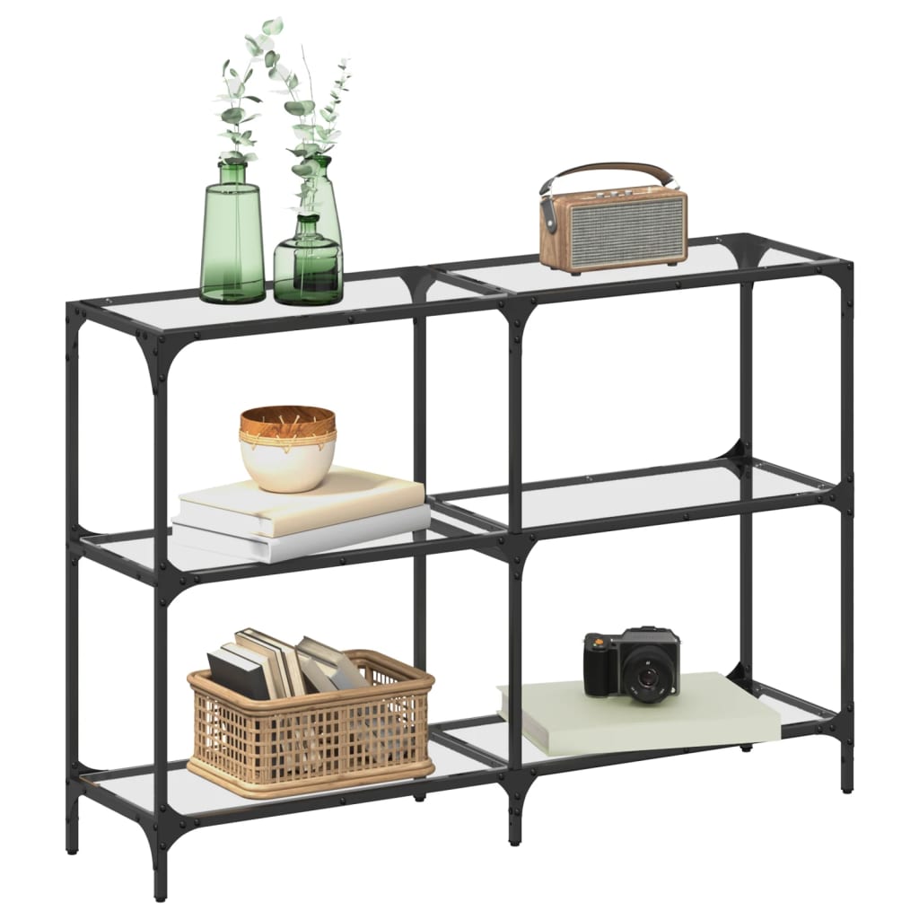 Avlastningsbord Konsollbord DIV. med gjennomsiktig glassplate 118,5x30x81 cm stål