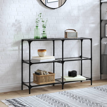 Avlastningsbord Konsollbord DIV. med gjennomsiktig glassplate 118,5x30x81 cm stål