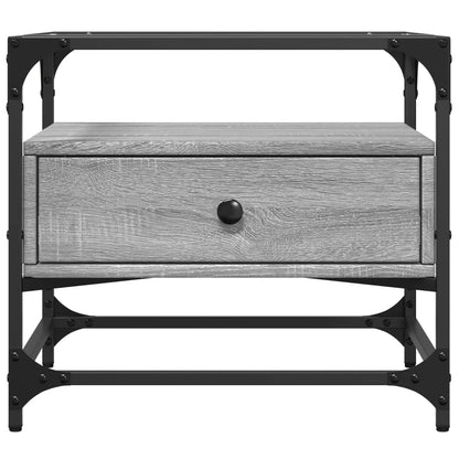 Salongbord Sofabord Sonoma Grå med glassplate 50x50x45 cm stål