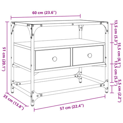 TV-benk med glasstopp svart 60x35x51 cm konstruert tre