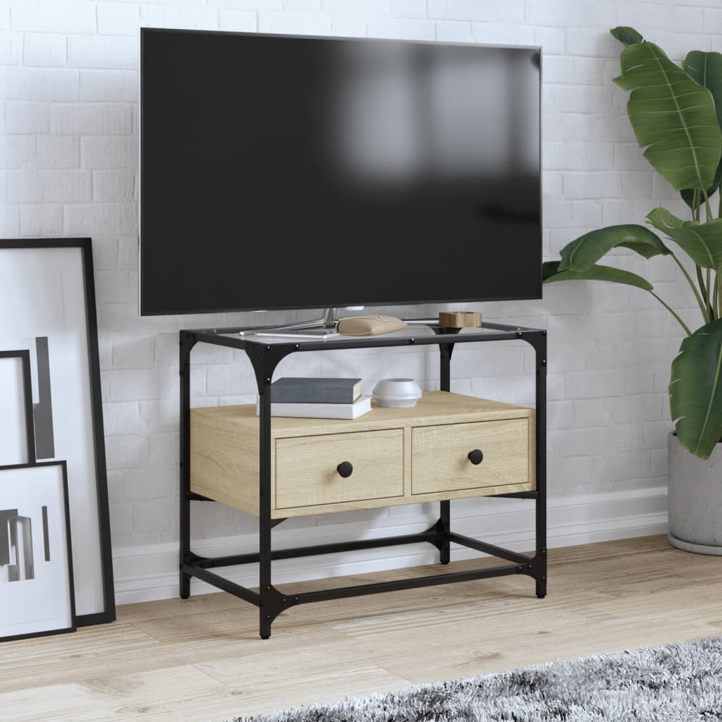 TV-benk med glasstopp sonoma eik 60x35x51 cm konstruert tre