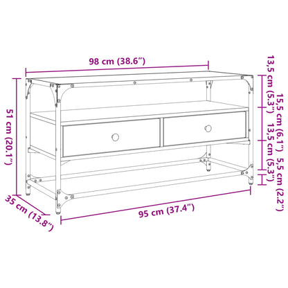 TV-benk med glasstopp svart 98x35x51 cm konstruert tre