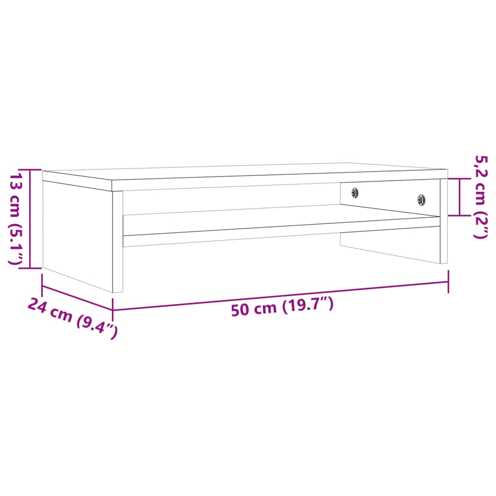 TV-Monitorstativ voksbrun 50x24x13 cm heltre furu