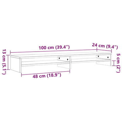 TV-Monitorstativ voksbrun 100x24x13 cm heltre furu