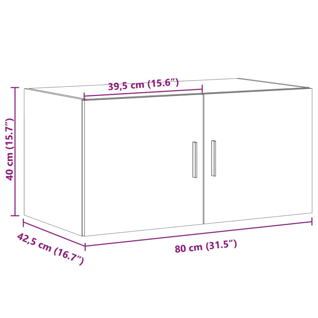 Veggskap svart 80x42,5x40 cm konstruert tre