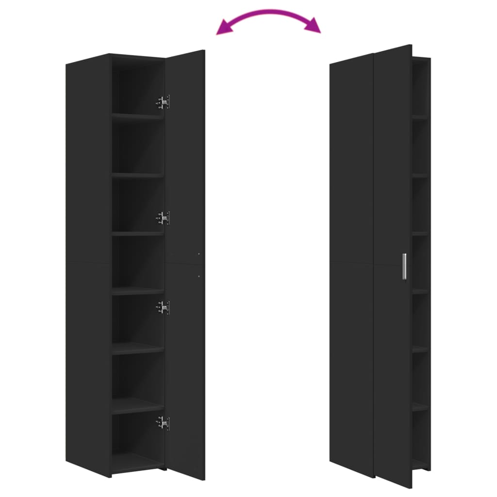 Bokhylle Svart 30x42,5x185 cm