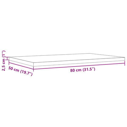 Bordplate 80x50x2,5 cm rektangulær heltre akasie