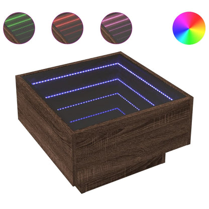 Salongbord Sofabord Brun Eik med LED 50x50x30 cm