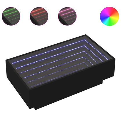 Salongbord Sofabord Svart med LED 90x50x30 cm