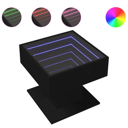 Salongbord Sofabord Svart med LED 50x50x45 cm