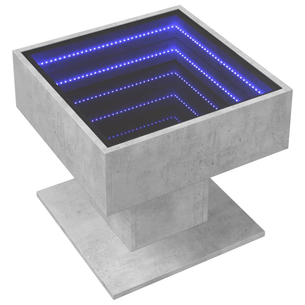 Salongbord Sofabord Betonggrå med LED 50x50x45 cm