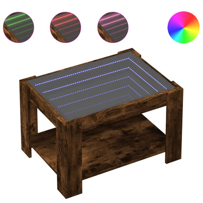 Salongbord Sofabord Røkt Eik med LED 73x53x45 cm