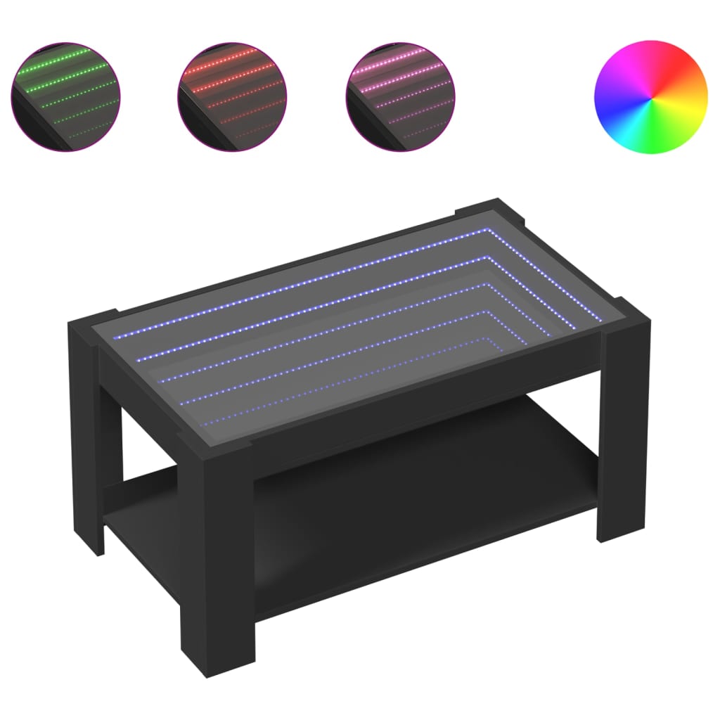 Salongbord Sofabord Svart med LED 93x53x45 cm