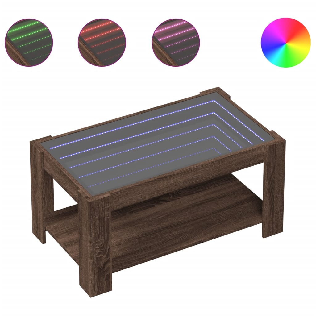 Salongbord Sofabord Brun Eik med LED 93x53x45 cm