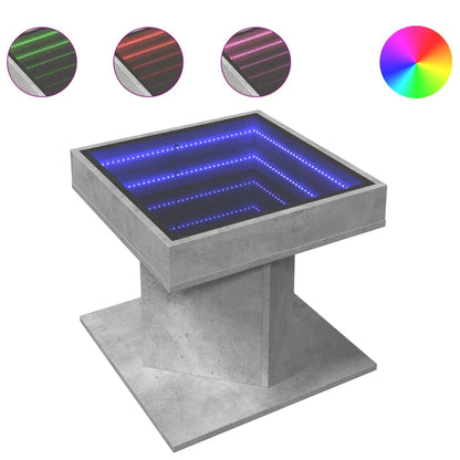 Salongbord Sofabord Betonggrå med LED 50x50x45 cm