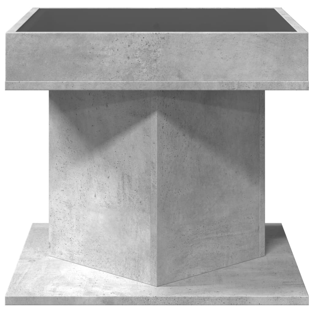 Salongbord Sofabord Betonggrå med LED 50x50x45 cm