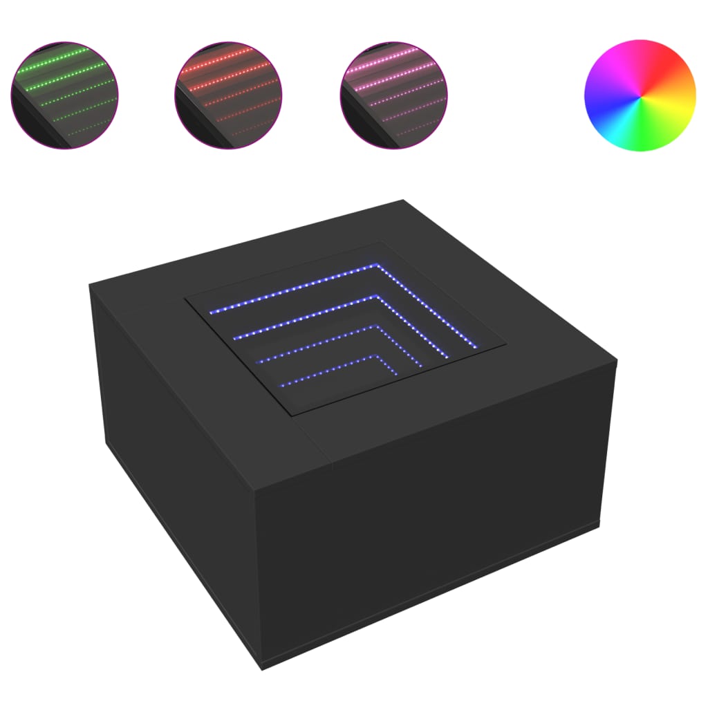 Salongbord Sofabord Svart med LED 60x60x40 cm