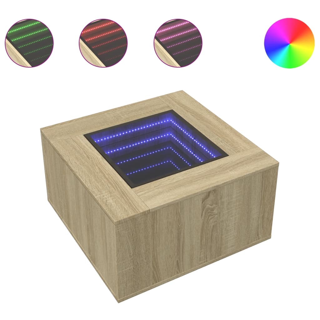Salongbord Sofabord Sonoma Eik med LED 60x60x40 cm