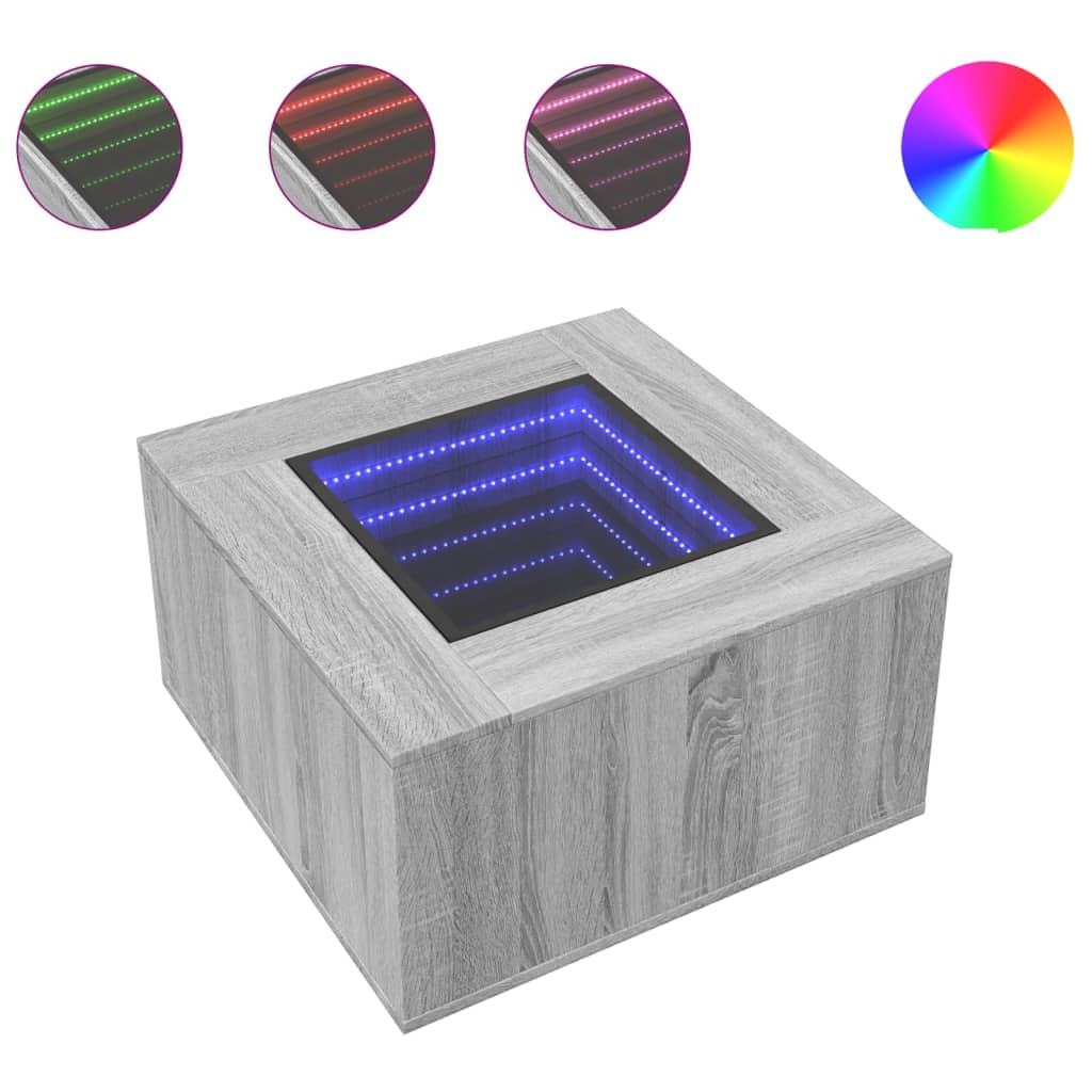 Salongbord Sofabord Sonoma Grå med LED 60x60x40 cm