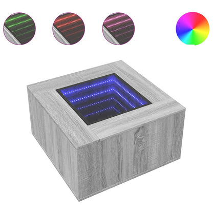 Salongbord Sofabord Sonoma Grå med LED 60x60x40 cm