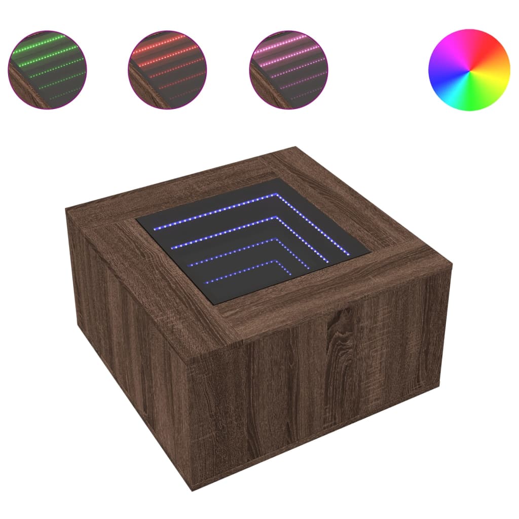 Salongbord Sofabord Brun Eik med LED 60x60x40 cm