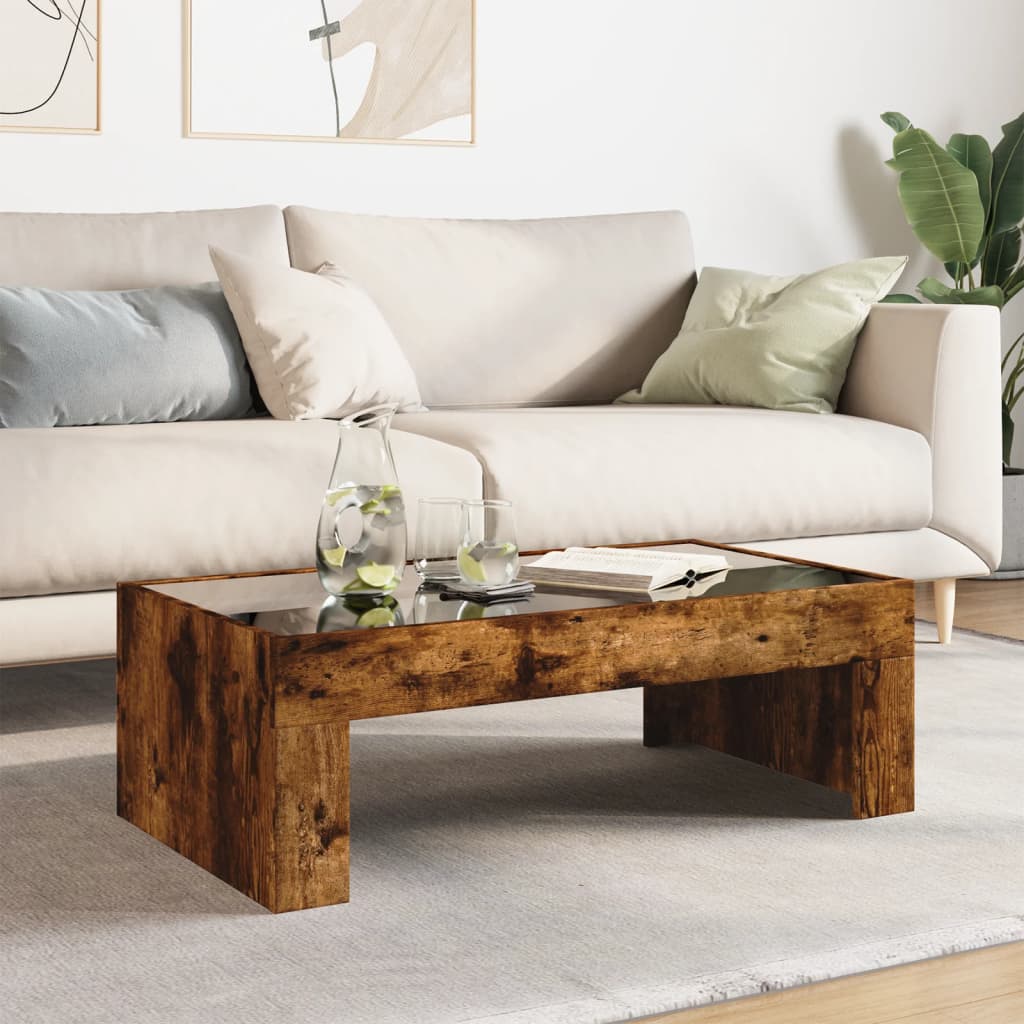 Salongbord Sofabord Røkt Eik med Infinity LED 90x50x30 cm