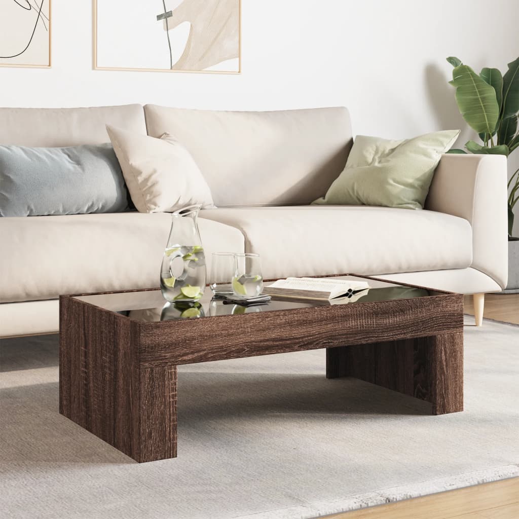 Salongbord Sofabord Brun Eik med Infinity LED 90x50x30 cm