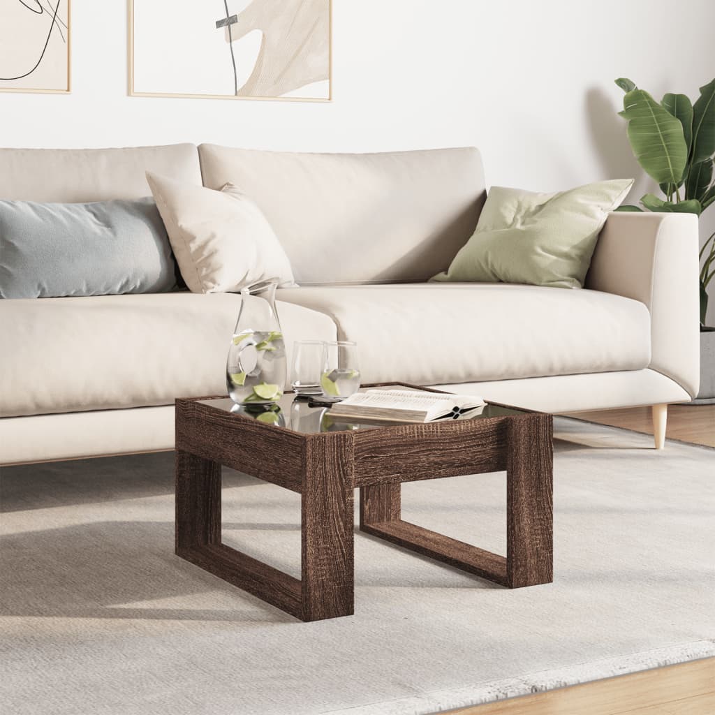 Salongbord Sofabord Brun Eik med Infinity LED 50x53x30 cm