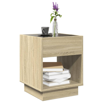 Salongbord Sofabord Sonoma Eik med Infinity LED 40x40x50 cm